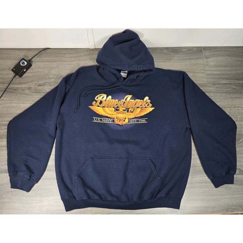 US Navy‎ Blue Angels Hoodie Jacket Mens XL Gildan Ultra Cotton - Picture 2 of 13